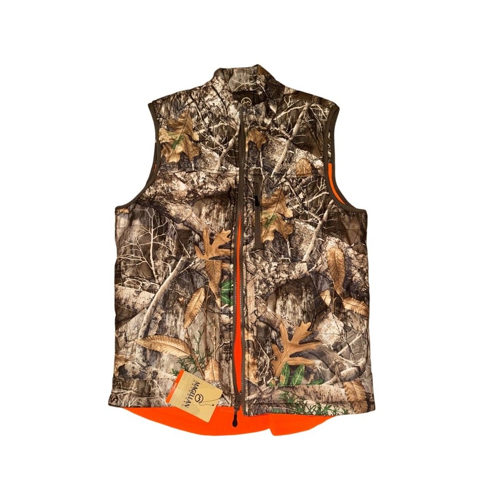 Magellan Mens Reversible Hunting Vest Realtree Edge Camo Blaze Orange Small NWT